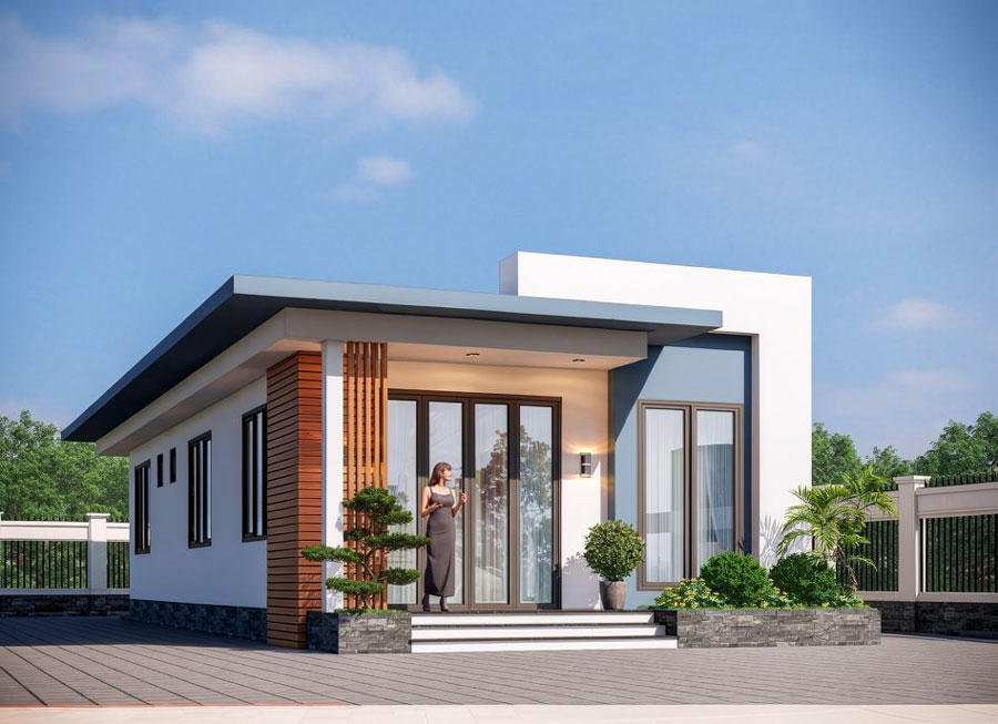 Thiết kế nhà 1 tầng 2 phòng ngủ cho vợ chồng trẻ