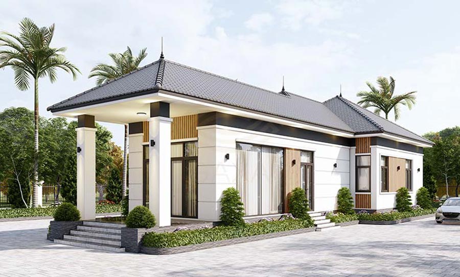 Mẫu nhà 1 tầng 300 triệu mái Nhật
