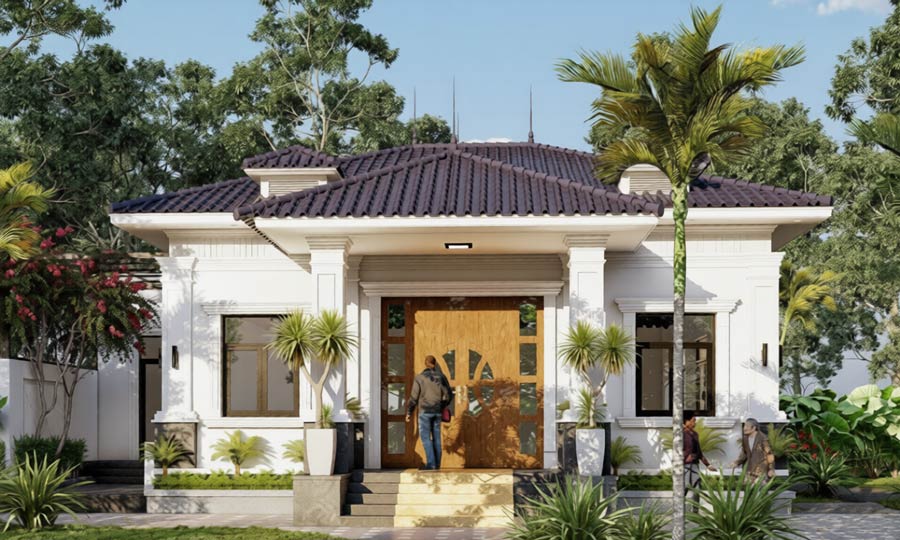 Mẫu nhà 1 tầng 4 phòng ngủ