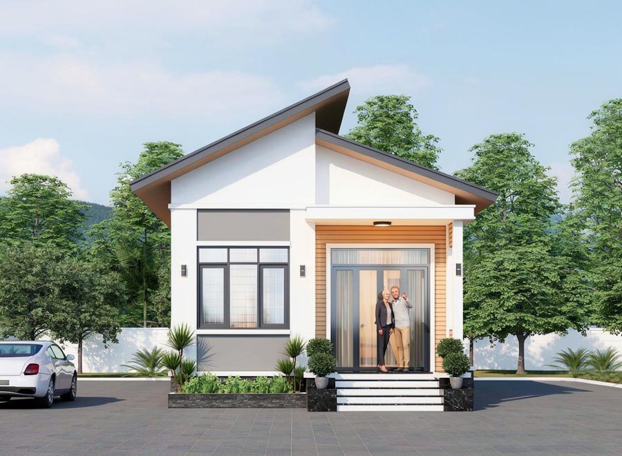 Mẫu nhà 7x12m 1 tầng mái lệch