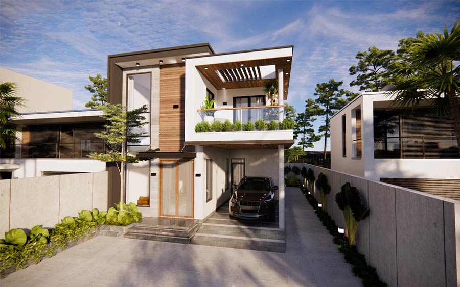 Mẫu nhà 2 tầng 4 phòng ngủ dưới 1 tỷ có gara 