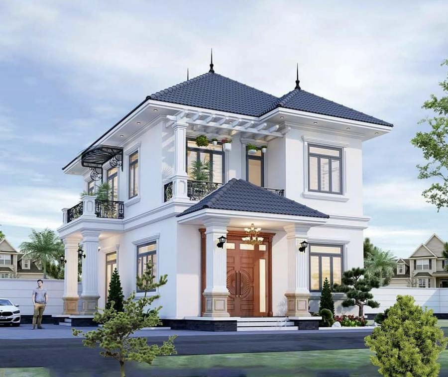 Mẫu nhà 2 tầng 4 phòng ngủ dưới 1 tỷ mái Nhật