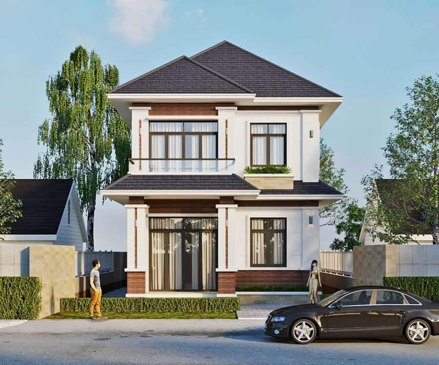 Mẫu nhà 2 tầng 4 phòng ngủ dưới 1 tỷ mái Nhật