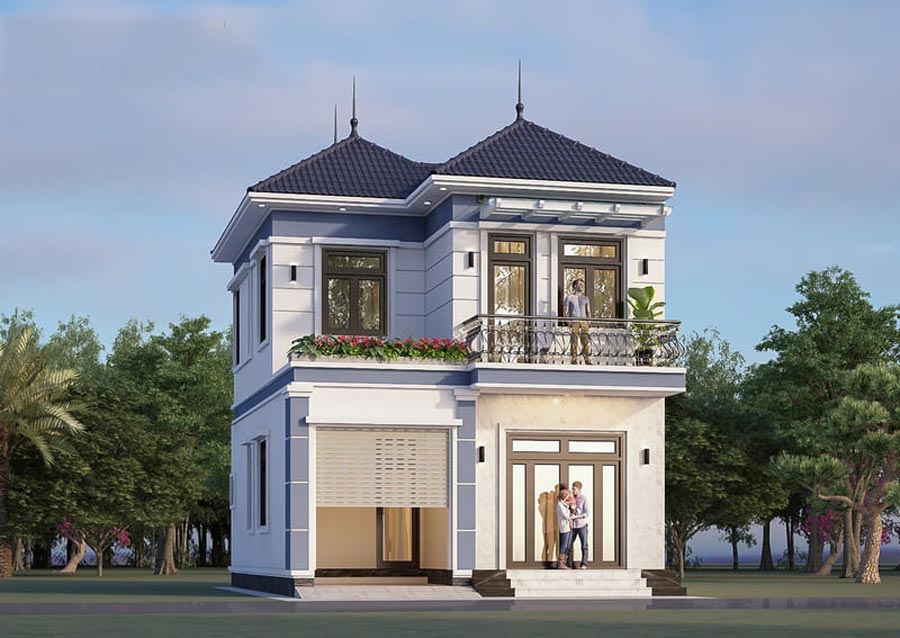 Mẫu nhà 2 tầng 4 phòng ngủ dưới 1 tỷ mái Nhật