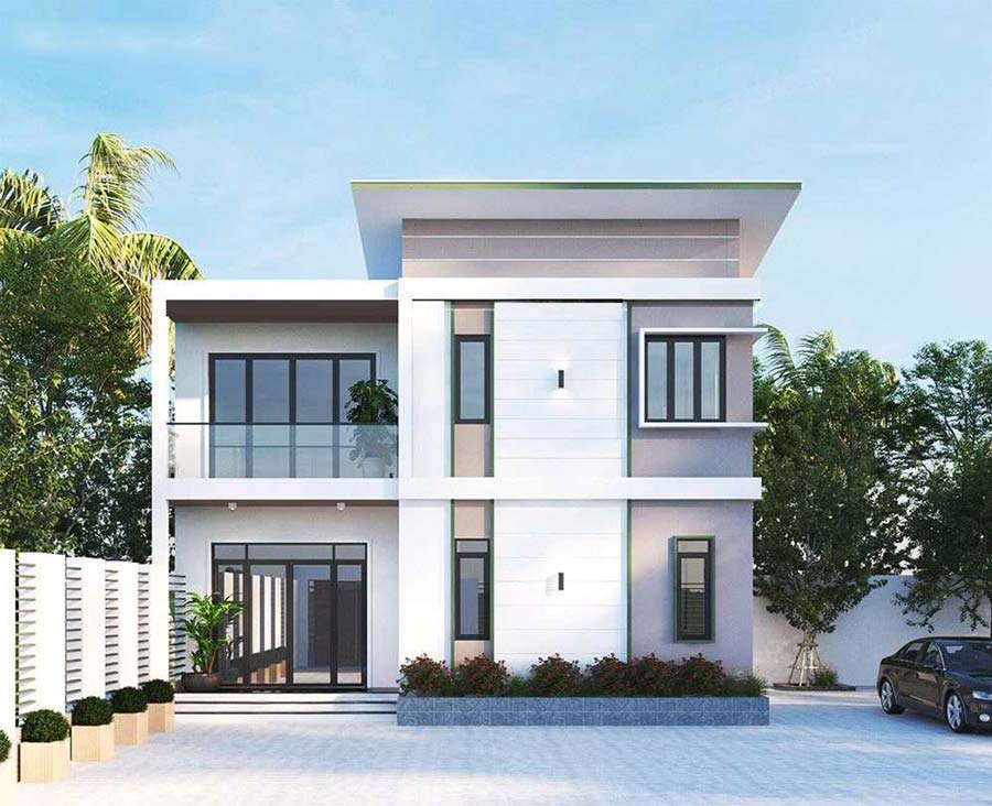Mẫu nhà 2 tầng 4 phòng ngủ dưới 1 tỷ mái tôn 