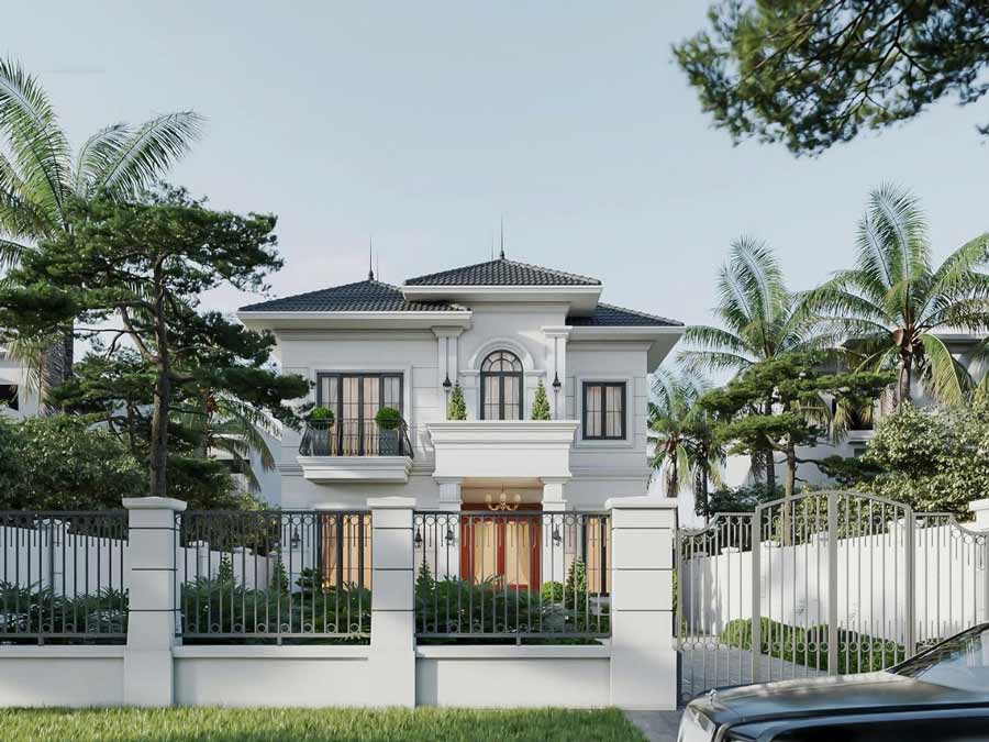 Thiết kế nhà 2 tầng 4 phòng ngủ dưới 1 tỷ tân cổ điển 
