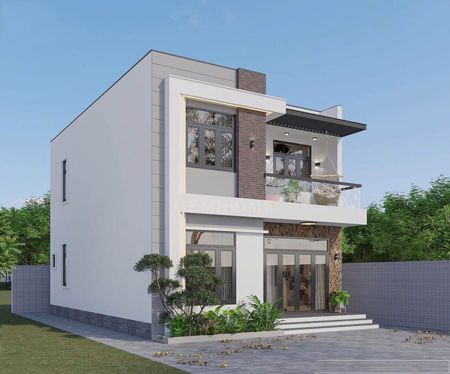 Thiết kế nhà 2 tầng 800 triệu ở nông thôn đơn giản
