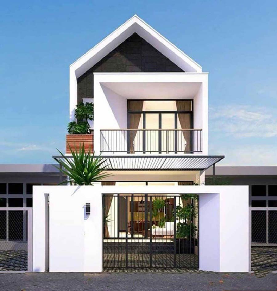 Mẫu nhà 2 tầng mái Thái 80m2 hiện đại