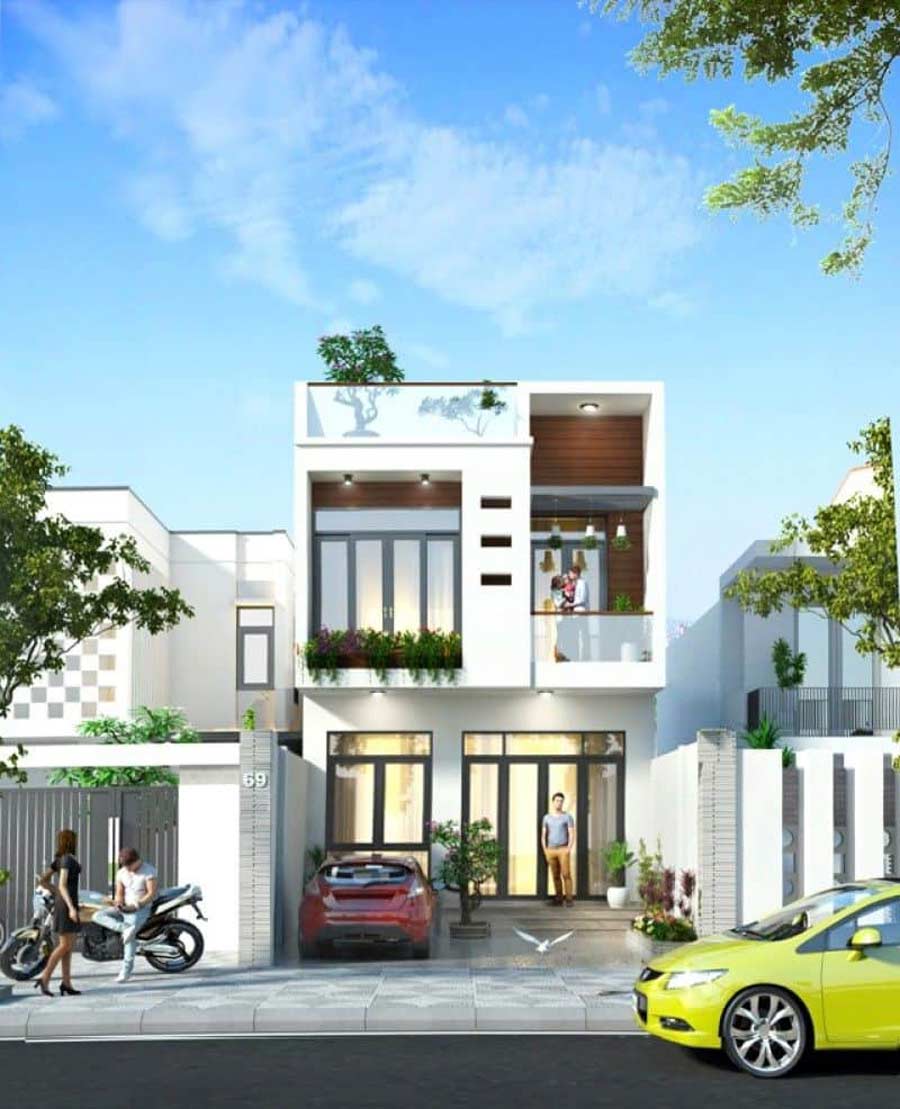 Mẫu nhà 2 tầng mái tôn đơn giản