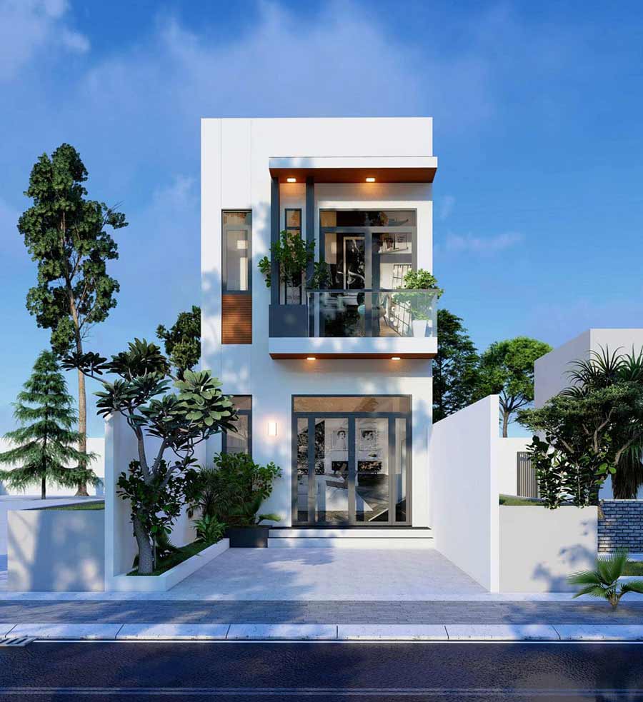 Mẫu nhà 2 tầng mái tôn đơn giản
