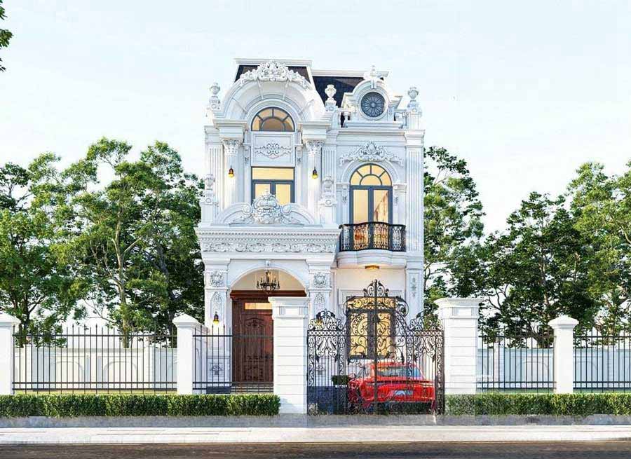 Mẫu nhà 2 tầng mặt tiền 4m kiểu Pháp