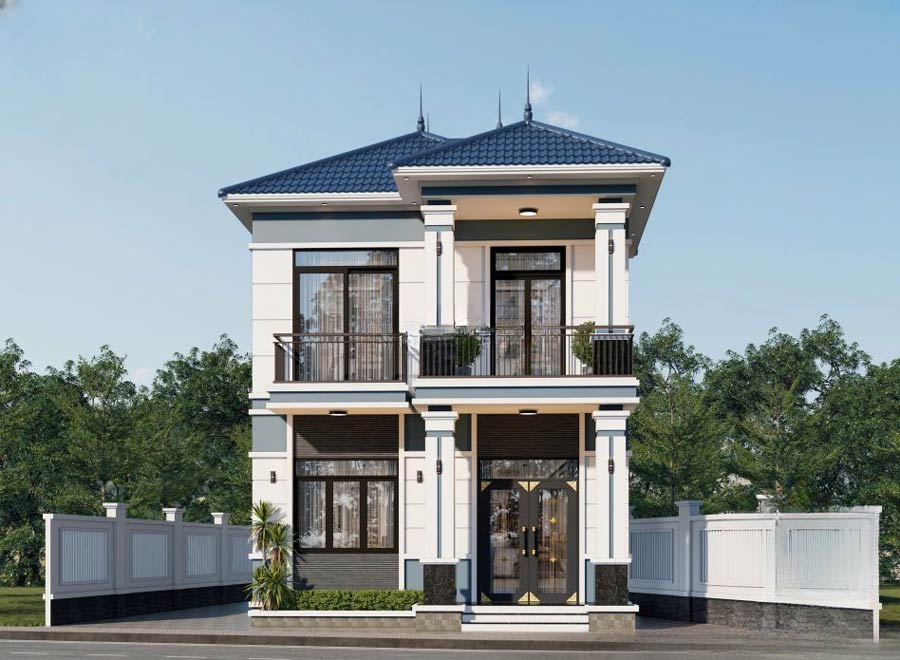 Thiết kế mẫu nhà 2 tầng mặt tiền 4m mái nhật 