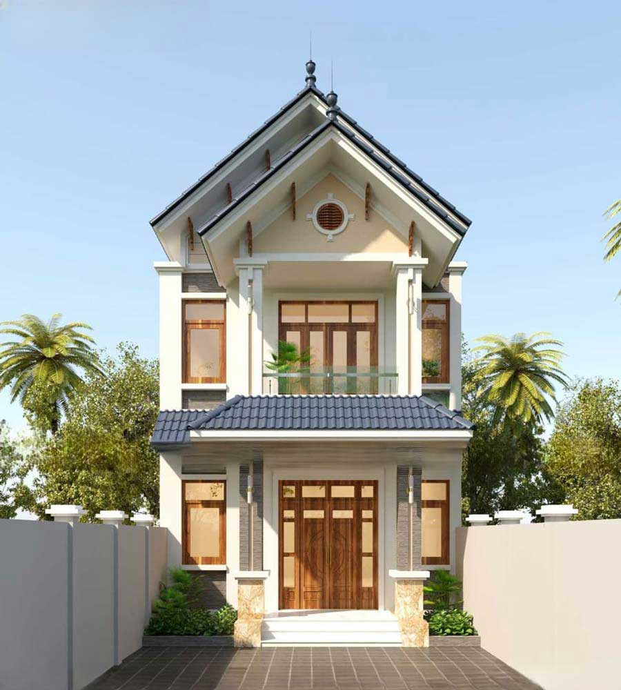 Thiết kế mẫu nhà 2 tầng mặt tiền 4m mái thái 