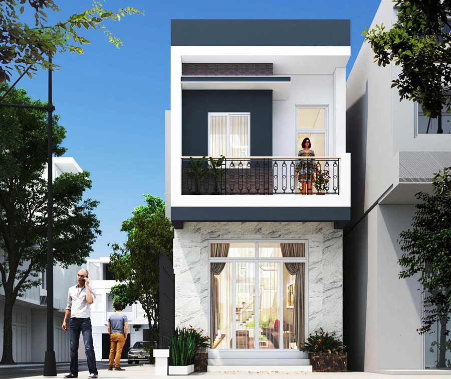 Mẫu nhà 2 tầng nông thôn 400 triệu mái tôn
