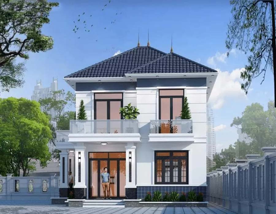 Mẫu nhà 2 tầng nông thôn 500 triệu mái Nhật