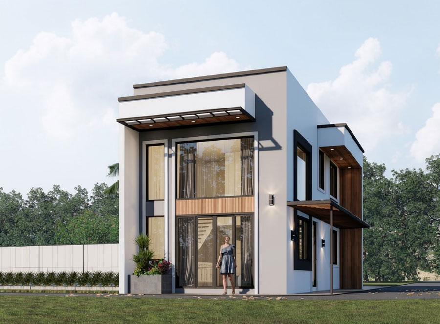 Mẫu thiết kế nhà 7x12m 1 tầng có gác lửng