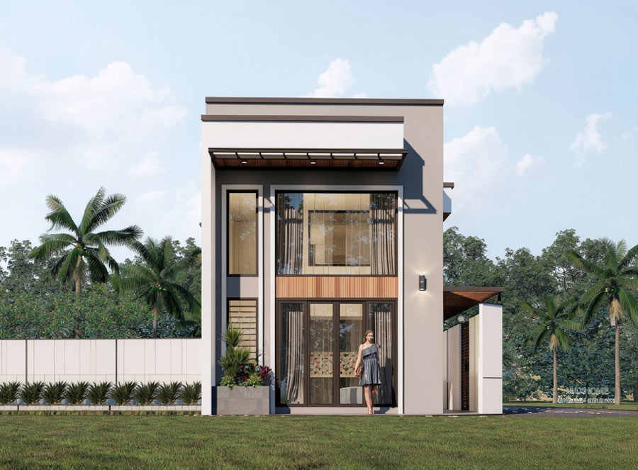 Mẫu thiết kế nhà 7x12m 1 tầng có gác lửng