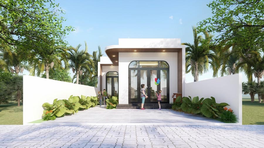 Mẫu nhà 7x12m 1 tầng có gara