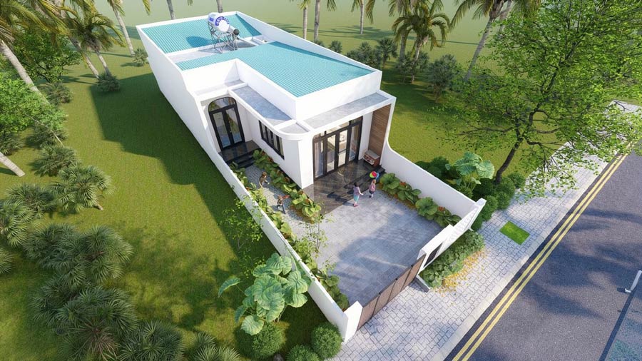 Mẫu nhà 7x12m 1 tầng có gara