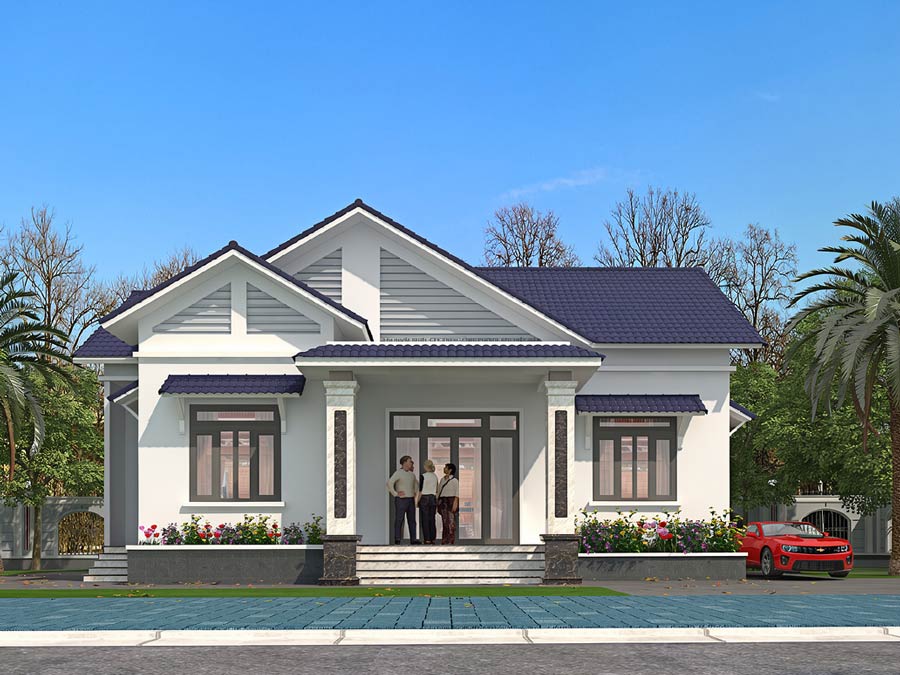 Mẫu nhà mái Thái 1 tầng 3 phòng ngủ