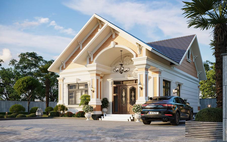 Mẫu thiết kế nhà mái Thái 1 tầng 4 phòng ngủ