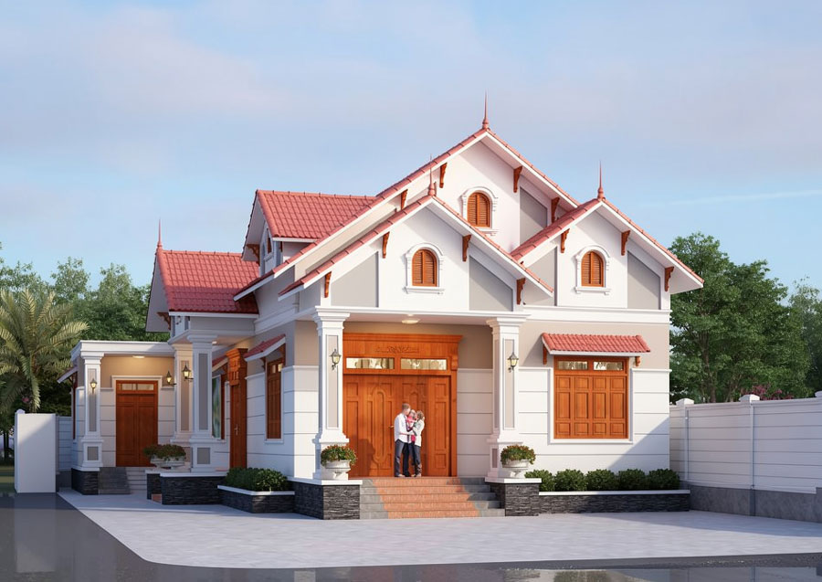 Nhà mái Thái 1 tầng 5 phòng ngủ