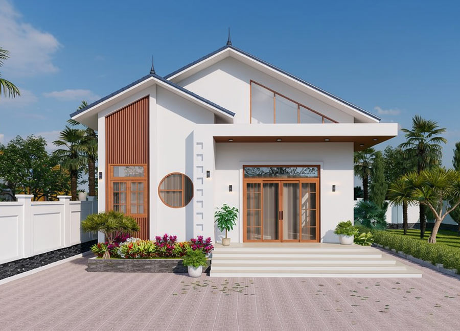 Mẫu nhà mái Thái 1 tầng 80m2