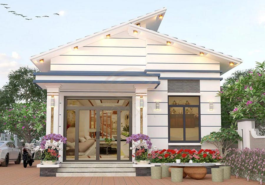 Mẫu nhà mái lệch 1 tầng hiện đại