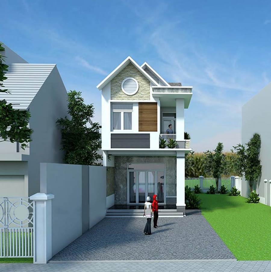 Nhà mái thái 500 triệu 2 tầng 1 tum