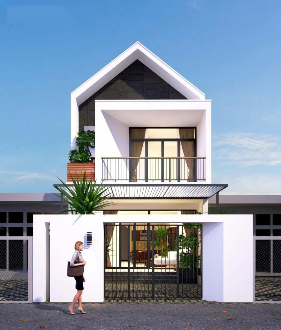 Thiết kế mẫu nhà 2 tầng 500 triệu có ban công rộng