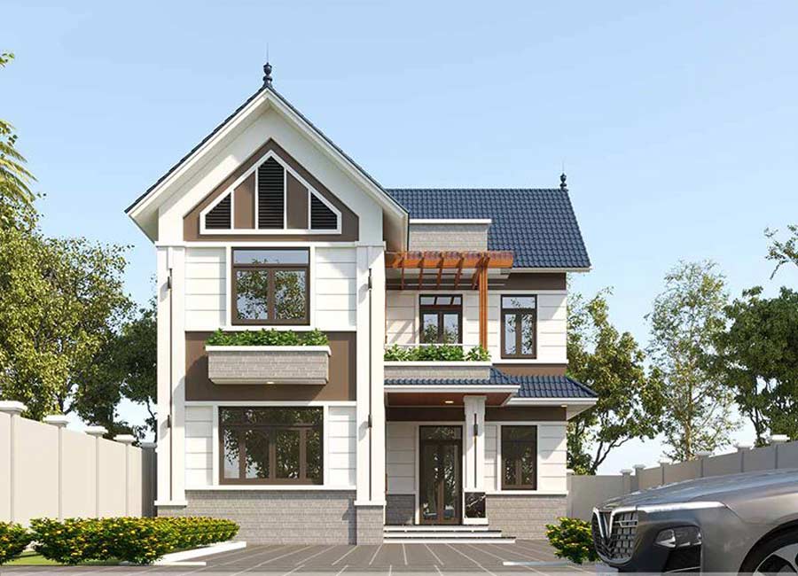 Thiết kế mẫu nhà mái thái 2 tầng 500 triệu chữ L