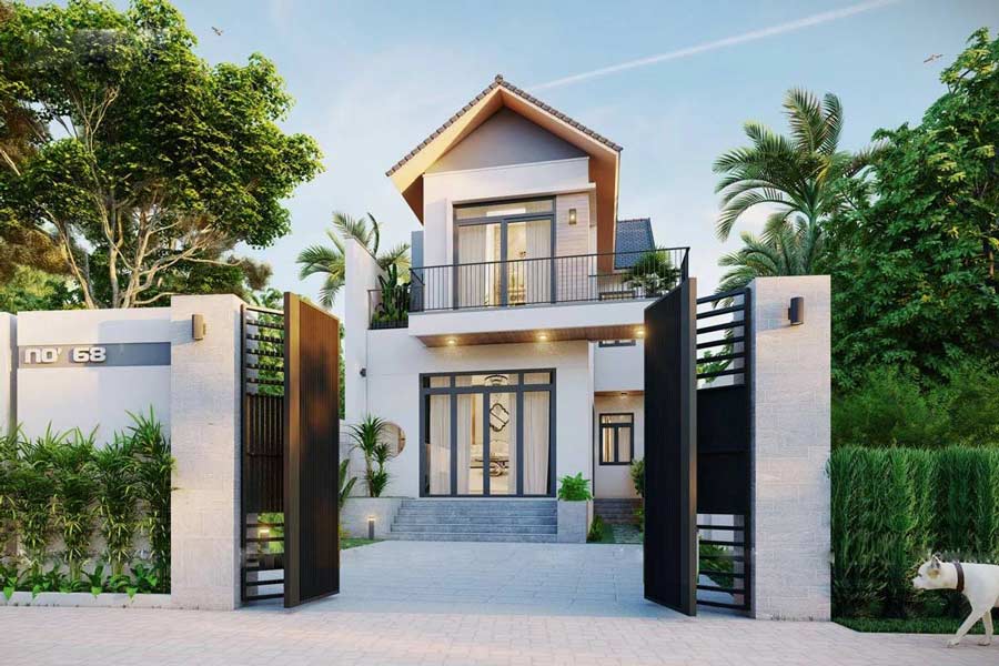 Thiết kế mẫu nhà sân vườn 2 tầng mái thái 500 triệu