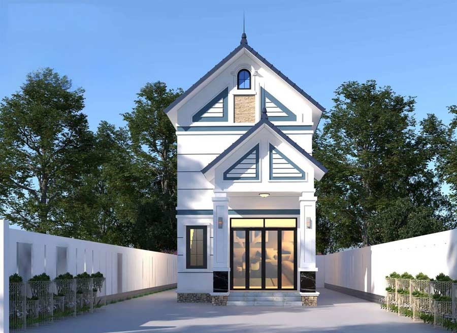 Mẫu nhà 2 tầng 500 triệu mái thái đơn giản