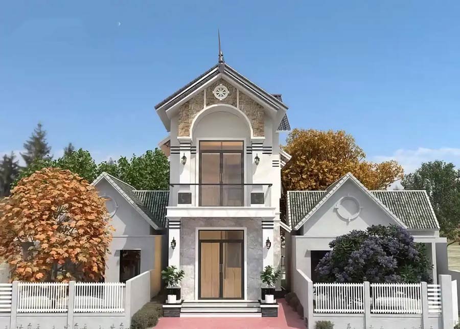 Mẫu nhà 2 tầng 500 triệu mái thái đơn giản