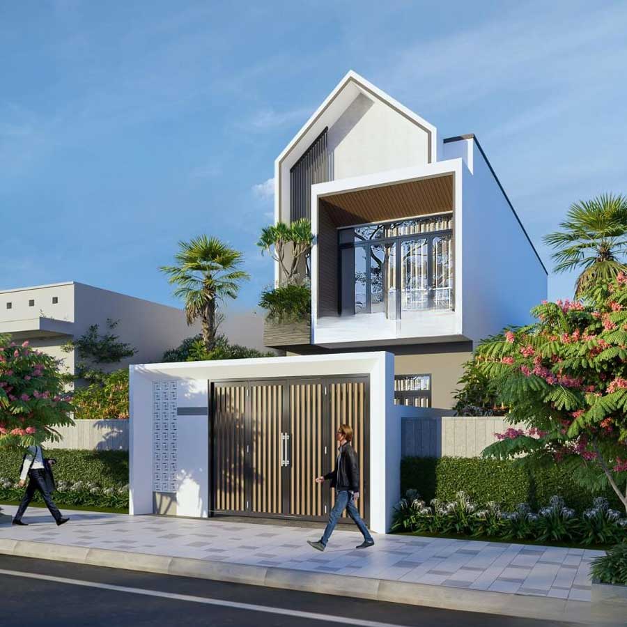 Mẫu nhà mái thái 2 tầng 500 triệu hiện đại