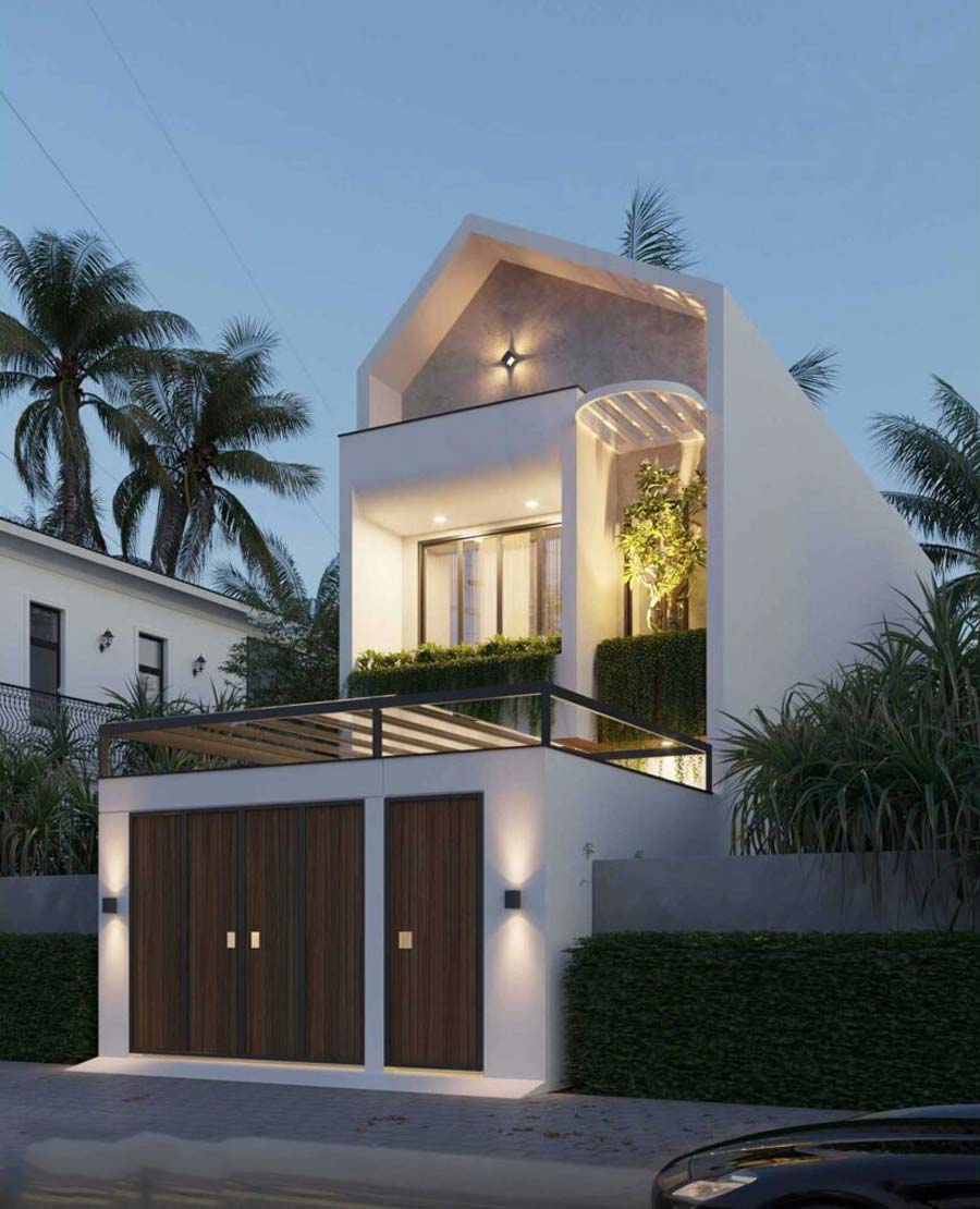 Mẫu nhà mái thái 2 tầng 500 triệu hiện đại