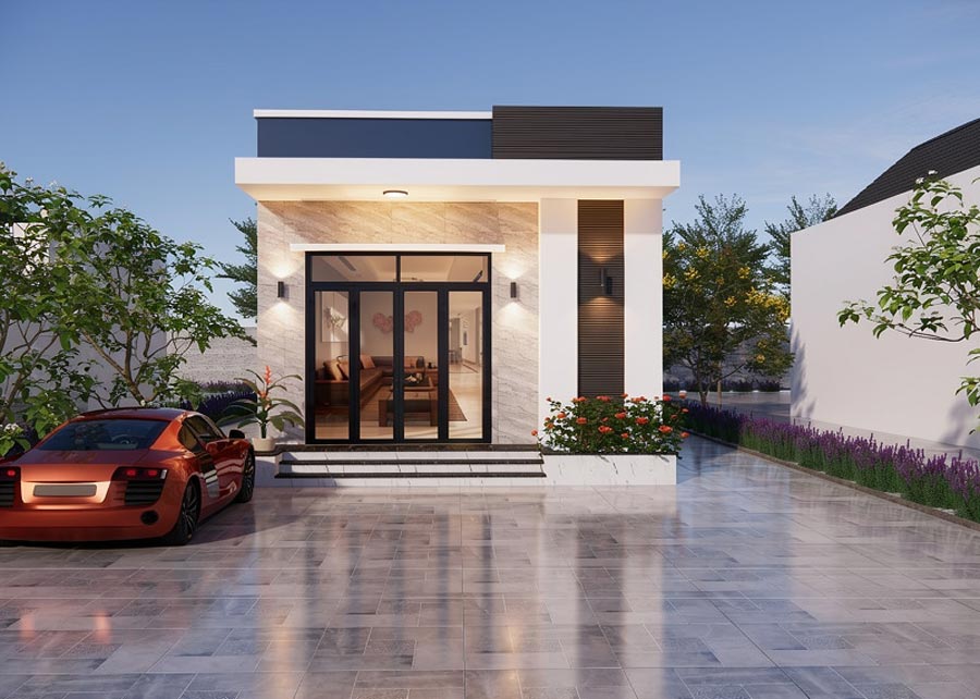 Mẫu nhà ống 1 tầng 5x15m thiết kế tối giản