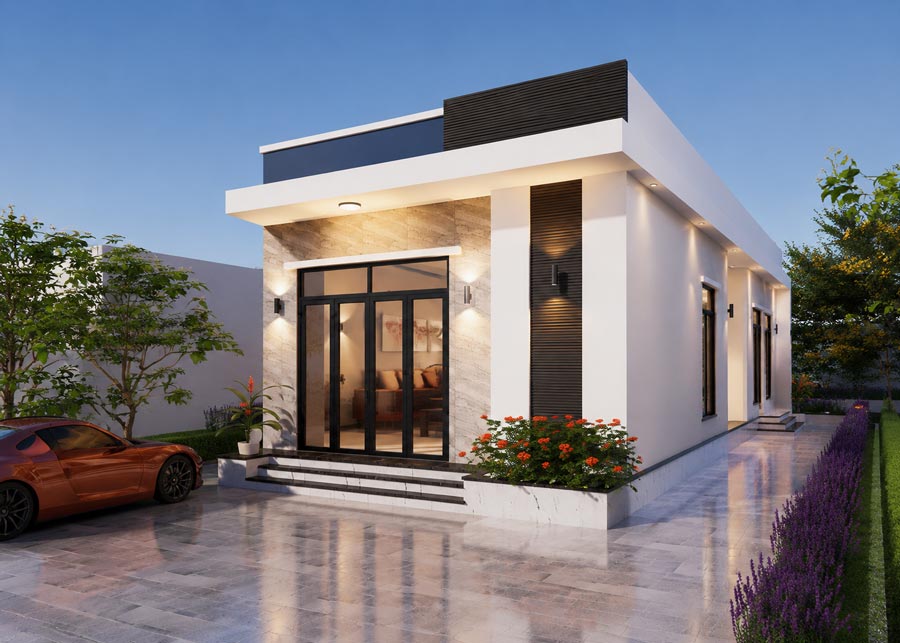 Mẫu nhà ống 1 tầng 5x15m thiết kế tối giản
