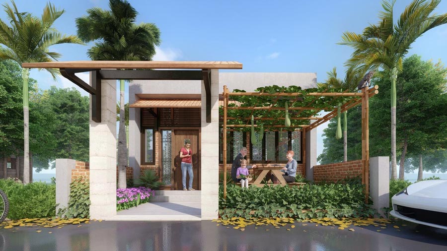 Mẫu thiết kế nhà 1 tầng 35m2. Ảnh 1