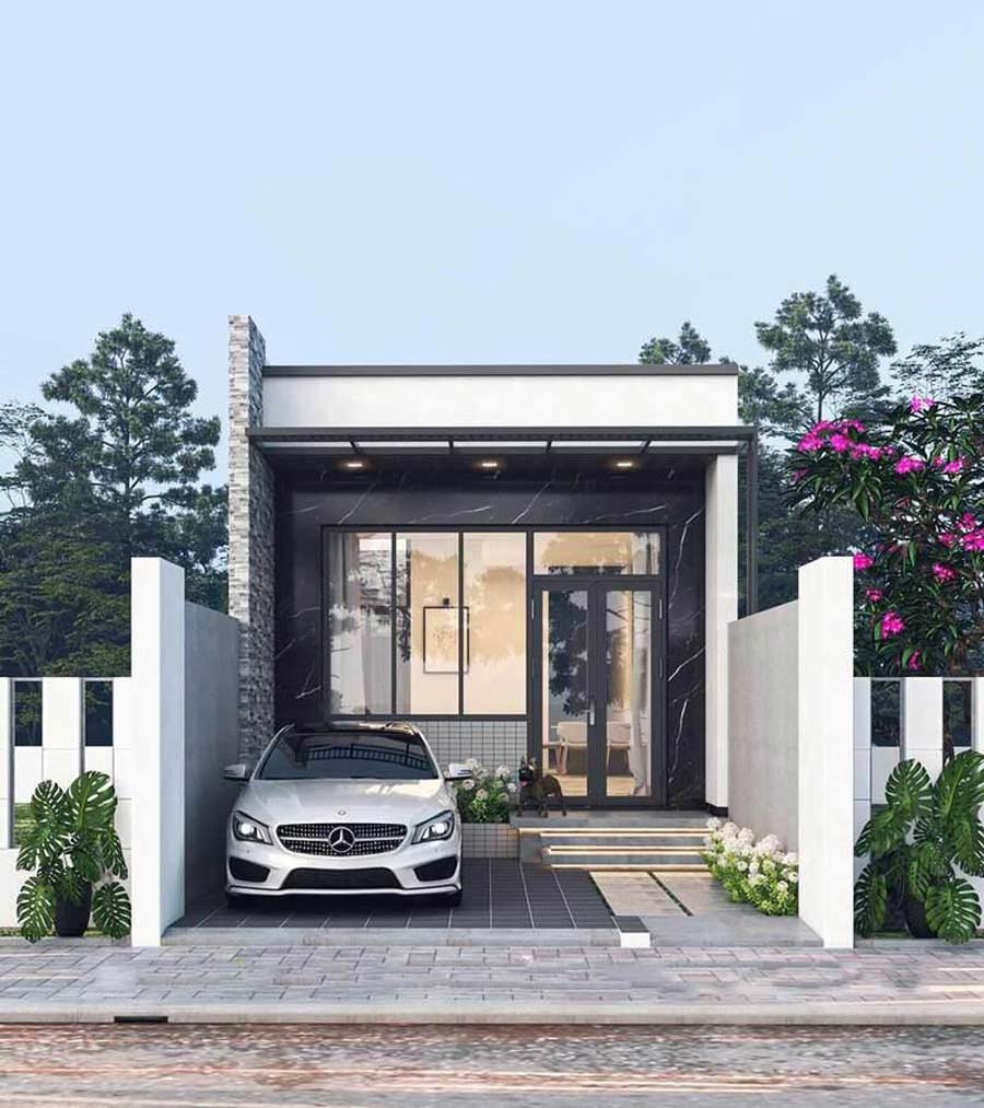 Mẫu thiết kế nhà 1 tầng 40m2 2 phòng ngủ