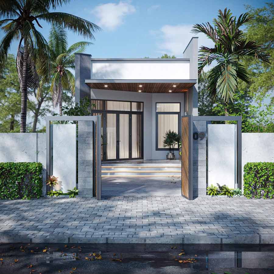 Mẫu thiết kế nhà 1 tầng 40m2 2 phòng ngủ