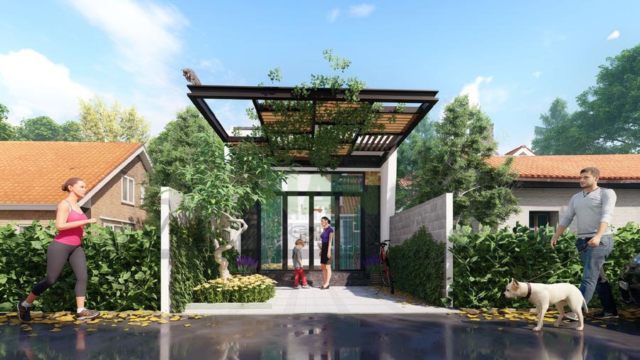 Mẫu nhà 1 tầng 40m2 có gác lửng