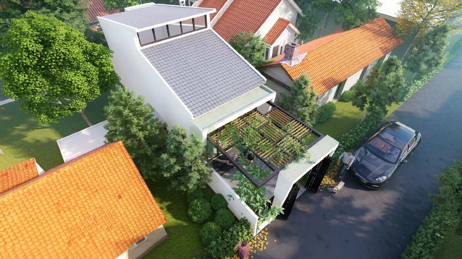 Mẫu nhà 1 tầng 40m2 có gác lửng