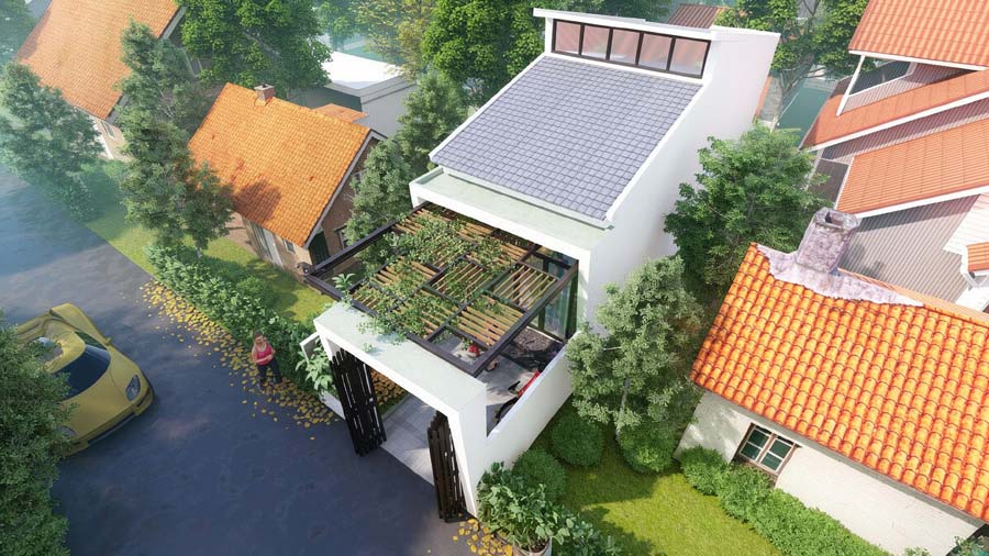 Mẫu nhà 1 tầng 40m2 có gác lửng