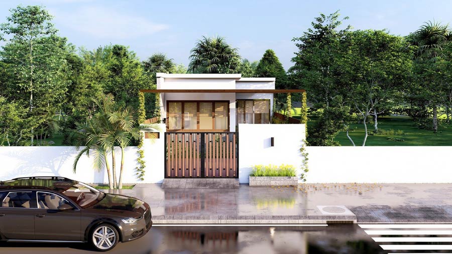 Mẫu nhà 40m2 1 tầng có sân vườn nhỏ