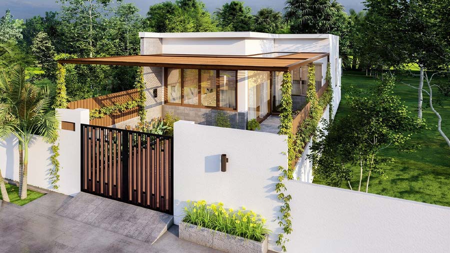 Mẫu nhà 40m2 1 tầng có sân vườn nhỏ