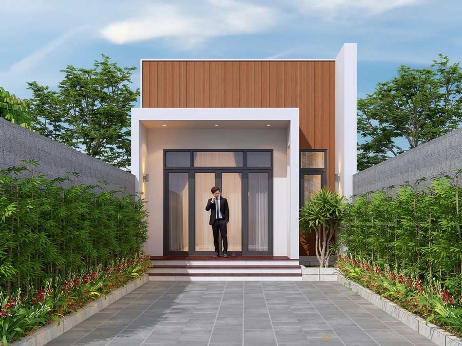 Thiết kế nhà 1 tầng 40m2 mái bằng