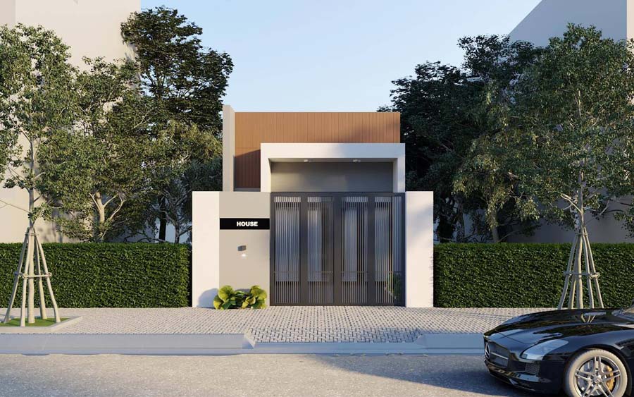 Thiết kế nhà 1 tầng 40m2 mái bằng