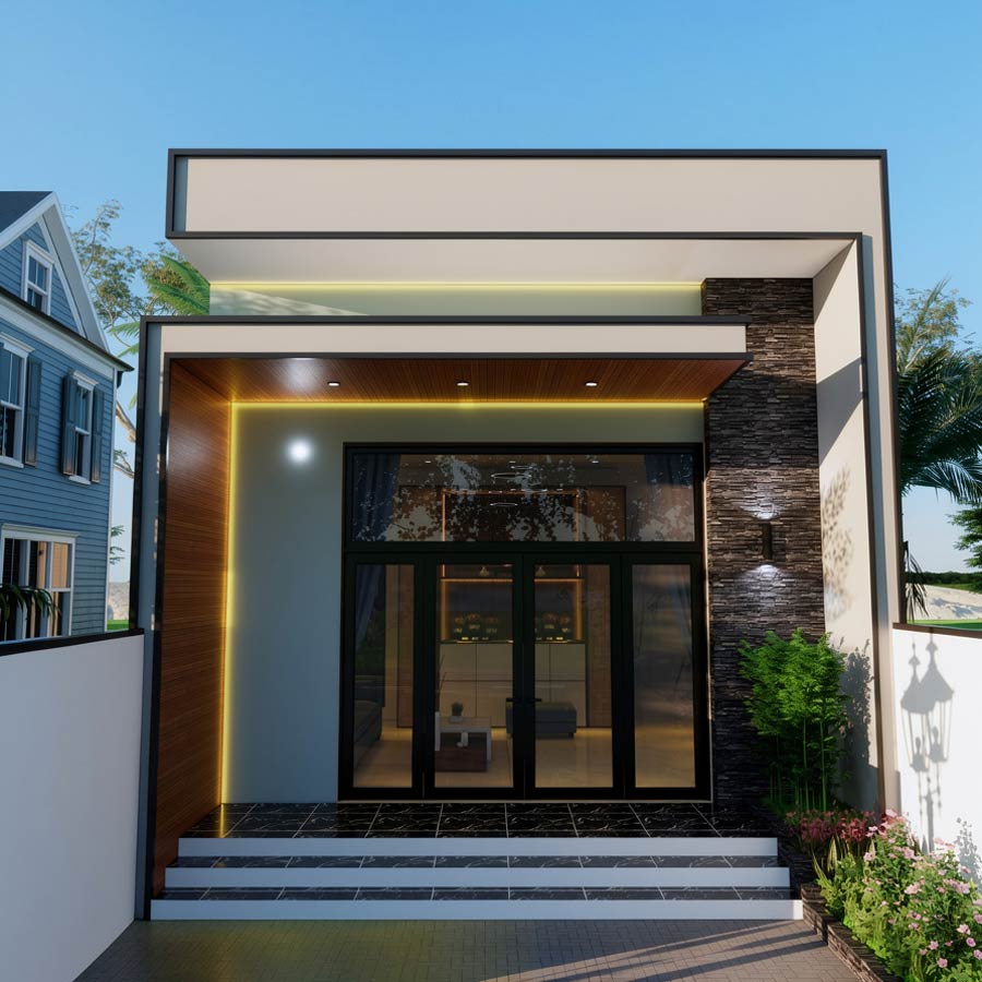 Mẫu nhà 1 tầng 40m2 phong cách hiện đại