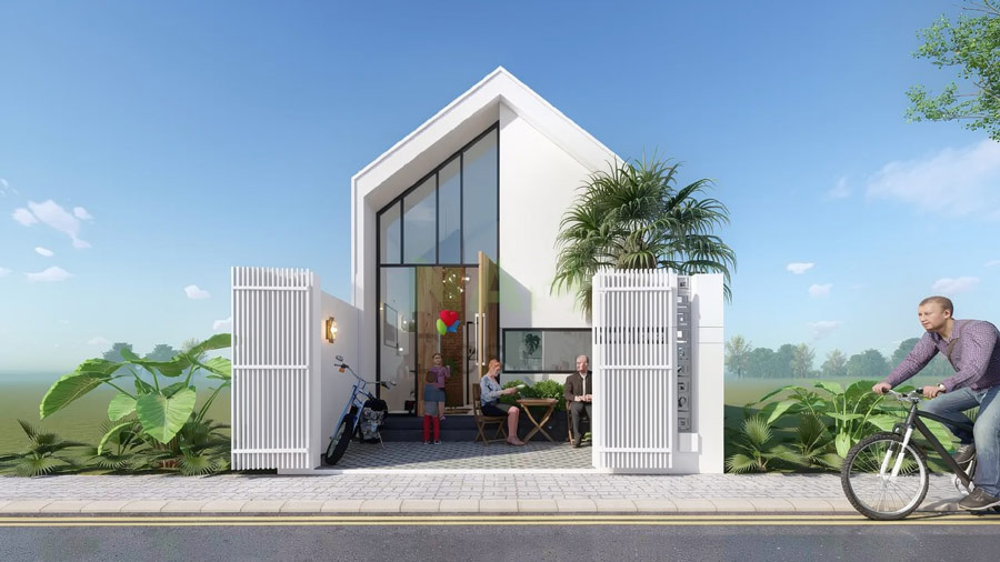 Mẫu thiết kế nhà 1 tầng 50m2 2 phòng ngủ